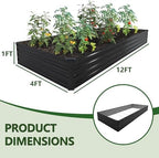 2PCS 12x4x1ft Galvanized Raised Garden Bed Kit,Gardening Planter Box - Image 2