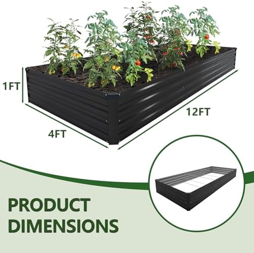 2PCS 12x4x1ft Galvanized Raised Garden Bed Kit,Gardening Planter Box - Image 2