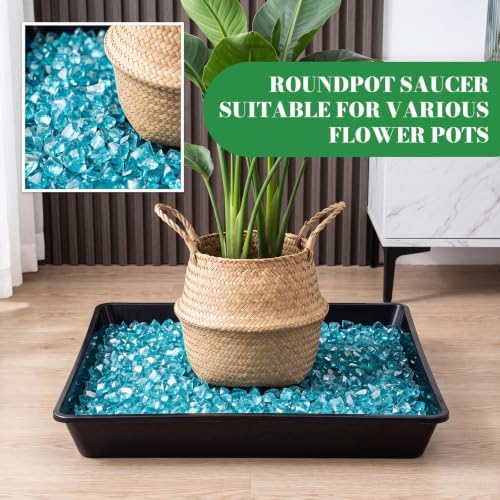 Eccliy 6 Pack Plastic Plant Saucer, Square, 16 Inch, Black - Image 4