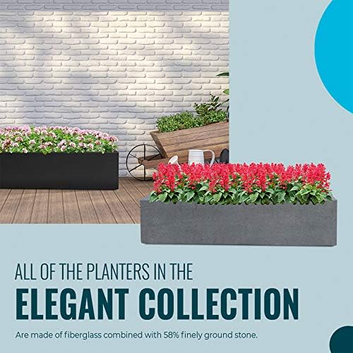 Cement Gray Rectangular Planter Box for Outdoor Plants - Elegant Long Rectangle Modern Outdoor Flower Pot – 8”H x 8”W x 31.5”L - Image 2