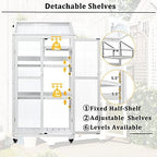 Knocbel 62" Height Portable Wooden Cold Frame Greenhouse with Wheels, Openable Roof and Adjustable Shelves, Flower Plants Shelf for Balcony Outdoor Indoor Backyard (White) - Image 5
