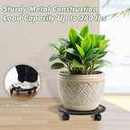 Planterhoma 2 Packs 12/14 Inch Rolling Plant Stand with Wheels Metal Plant Caddy with Wheels Heavy Duty Plant Rollers with Wheels Round Wrought Iron Plant Stand with Clear Saucers, Matte Black - Image 6