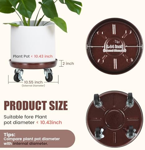 2 Pack 11 Inch Plant Caddy w/Wheels Heavy Duty, 280 lbs Capacity - Image 5
