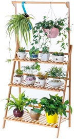 COPREE Bamboo 3-Tier Hanging Plant Stand Planter Shelves Flower Pot Organizer Rack Folding Display Shelving Plants Shelf Unit Holder by COPREE