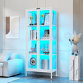 Polup 66" White Glass Display Cabinet with 8-Color LED for Collectibles by POLUP