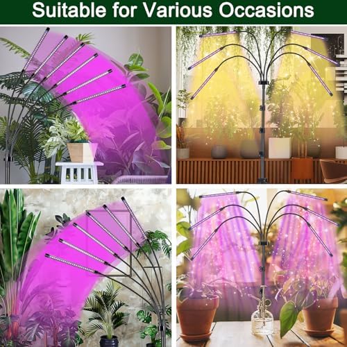 Mefflypee Grow Lights for Indoor Plants, LED Grow Light Stand, Red Blue Yellow Full Spectrum Plant Lamp with Adjustable Tripod, Color Changing Dimmable Vegetative Lamp with Auto On Off Timer (Type A) - Image 6