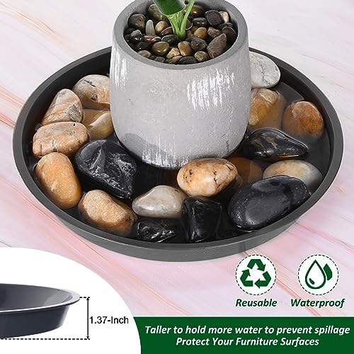 PATIKIL 6 Pack Plastic Plant Saucer, 18 Inch Plant Tray for Pots Round Plant Dish Plant Drip Trays Water Tray for Indoors Outdoors Garden, Gray - Image 6