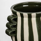 Ceramic Planter Pot Modern Striped Triple Handle Flower Pot No Drainage - Image 5