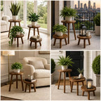 6-Pack Wood Plant Stand, Carbonized for 6-12" Pots Indoor Outdoor - Image 5