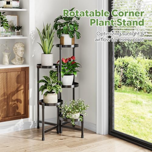 Simple Trending Plant Stand, Corner Plant Shelf with 5 Rotating Trays - Image 6