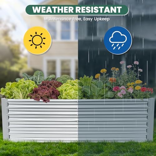 G GOOD GAIN 6x3x2 ft Galvanized Raised Garden Bed Kit, Large Metal Planter Box Outdoor for Vegetables, Flowers, Herbs, 269 Gallon Capacity Deep Root Design, Silver - Image 6