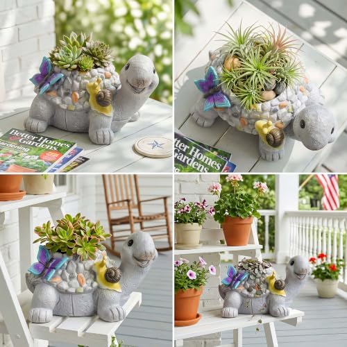 16.5" Large Succulent Plant Pots, Turtle Planter Flower Pots with Drainage Hole,Cute Planting Pots for Cactus,Succulent Planters for Indoor Plants Home Garden Flower Pot Gifts for Plant Lovers - Image 6