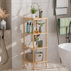 AmazerBath Bamboo Bathroom Shelf, 4-Tier Bathroom Storage Shelf, Multifunctional Storage Rack for Living Room Bedroom Kitchen, Space Saver - Image 6