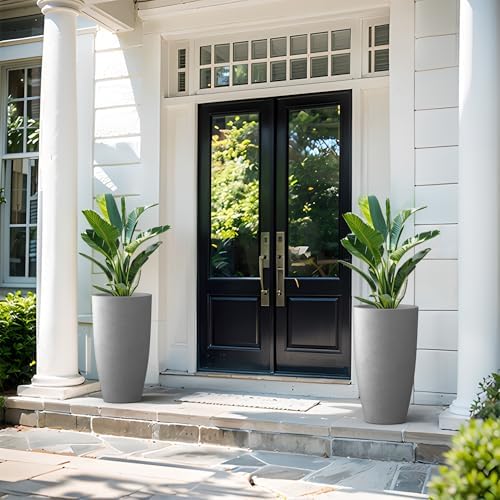 Kante Set of 2 Pale Gray Concrete Round Planters 23.6" Tall Home & Outdoor - Image 5