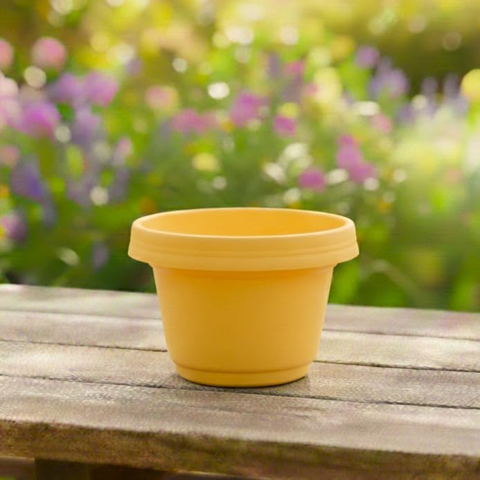 Flower Pots with Saucers, 7 inch Sand Orange, Case of 5 - Image 4