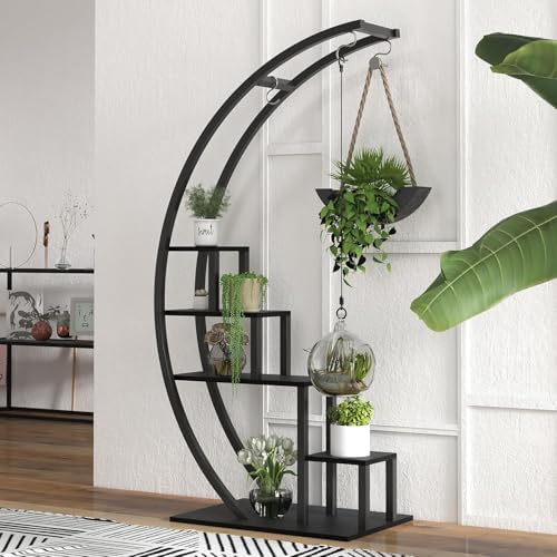 GarveeLife Plant Stand Indoor 5 Tier, Metal Half Moon Plant Shelf 2 Pack - Image 2