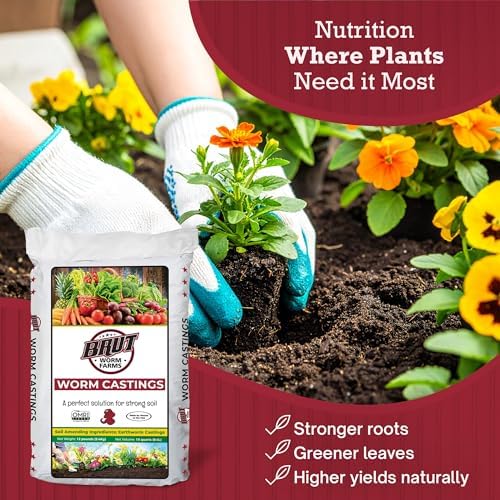Brut Organic Worm Castings for Plants 12 LB – Natural Nutrients, Fertility Builder, Plant Food for Potting Soil and Garden Soil – Indoor and Outdoor Use - Image 5