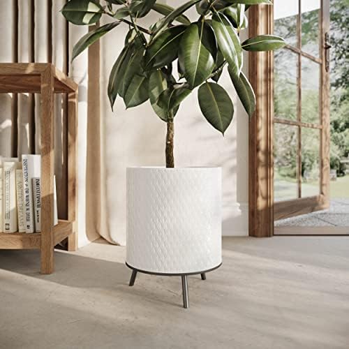 EverNest Claire Honeycomb Neutral Modern White Planter with Nyra Stand, Indoor Plant Pots, SelectBase, Mid-Century Modern, Boho Style Home Decor for Plants (Set of 3, Black) - Image 7