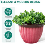 15" Large Planters for Outdoor Plants Set of 2 Plastic Flower Pots - Image 7