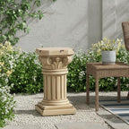 Merax 18.50" H Ionic Pedestal Plant Stand, MGO Decorative Pedestal Side Table for Indoor Outdoor Entryway Garden Home, Antique Yellow, No Assembly Needed - Image 4