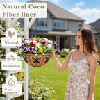 EIMQUVW Outdoor Metal Hanging Planters Basket (4pack, 14 inch) Hanging Baskets for Plants Chain Round Wire Plant Holder with Coco Fiber Liners for Garden, Patio, Deck, Porch(Butterfly) - Image 2