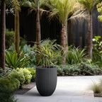 Kante Small Round Bullet Black Concrete Planter 21.7" Tall, Outdoor - Image 3