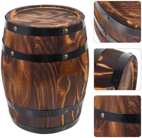 LIOOBO Wood Wine Barrel Decor: Whiskey Bucket Decoration, Vintage Flower Planter Container, Barrels for Decor Party - Image 7