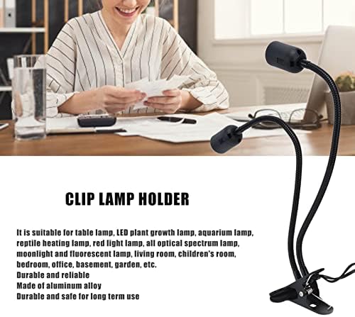 Clip Desk Lamp Socket, E26/E27 Reading Light Stand Clamp Lamp Fixture, 360 Degrees Two Clip on Light Bulb Holder with On/Off Switch and Clamp for Headboard Video Study Work, - Image 2