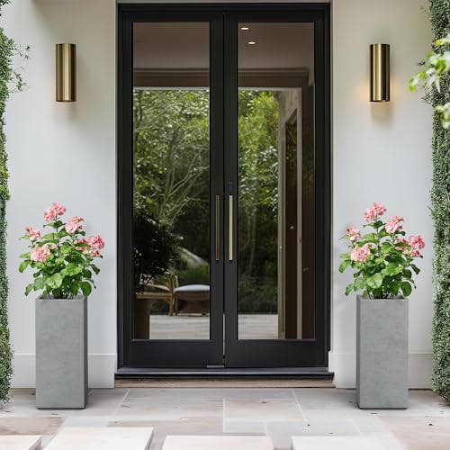 Kante Small Column Square Pale Gray Concrete Planter 19.9" H, Outdoor - Image 6