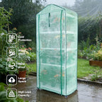 Mini Indoor Greenhouse, 4-Tier Portable Plant Greenhouse Cabinet with Wheels, Waterproof PVC Tent Cover for Indoor Outdoor Seed Starting, Plants, Flowers (Green, 4 Tier) - Image 2