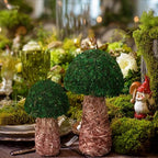 2 Pcs Artificial Moss Mushroom Enchanted Forest Table Decor, 7.8" and 11" - Image 5
