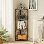 Snughome Rustic Corner Shelf Stand for Desktop, 4 Tier Corner Storage Plant Shelf, Freestanding Corner Shelf Display Rack, Multi-Unit Organizer for Living Room, Home Office, Small Space，Rustic Brown - Image 6