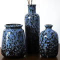 Ceramic Vase Set of 3, Small Rustic Flower Vases for Home Decor, Navy Blue by TerracottaVase