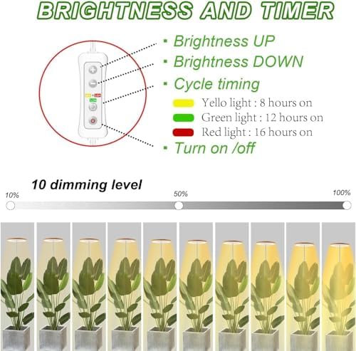 yadoker Plant Grow Light, LED Growing Light Full Spectrum for Indoor Plants,Aluminum Wood Grain Plant Lights,Height Adjustable, Automatic Timer, 5V Low Safe Voltage,Idea for Large Plant Light - Image 3