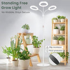 LBW 3-Head Grow Light with Stand for Indoor Plants, Full Spectrum Grow Light for Tall Large Plants, Adjustable Height up to 68", Auto Cycle Timer 6/8/12/16H, 5-Level Dimming, 3 Lighting Modes,White - Image 7
