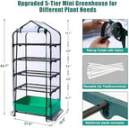 5 Tier Mini Greenhouse with Wheels for Indoor Outdoor, Portable Green House with PVC Cover and Shelves for Seedling, Greenhouse with Waterproof Mat and Cover Tape, Gardening Gifts for Women Men - Image 3