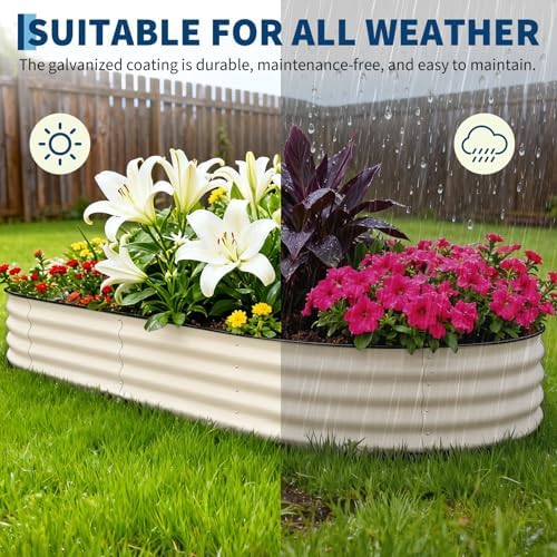 GarveeTech Raised Garden Bed 10x4 ft, 1 Pack Oval Galvanized Steel Planter Box, Metal Garden Bed for Outdoor Vegetables Flowers Herbs, Open Bottom, Rustproof - Image 5