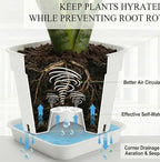 BTPLASTIK 6 Pack 6/8/10 Inch Square Plant Pots with Saucers White - Image 3