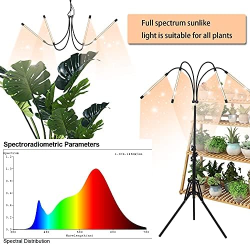 LED Plant Grow Light with Stand, LED Grow Light Full Spectrum for Indoor Plants,10 Dimmable Levels,3 Modes Timing,Tripod Adjustable 15-72 inch. - Image 2
