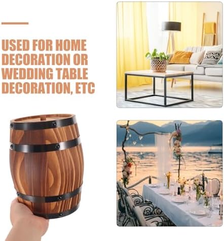Wood Wine Barrel Vase, Rustic Barrel Planter for Wedding Reception Table Decoration Home Indoor Outdoor Garden Kitchen Party (8 X 6.5 Inch) - Image 4