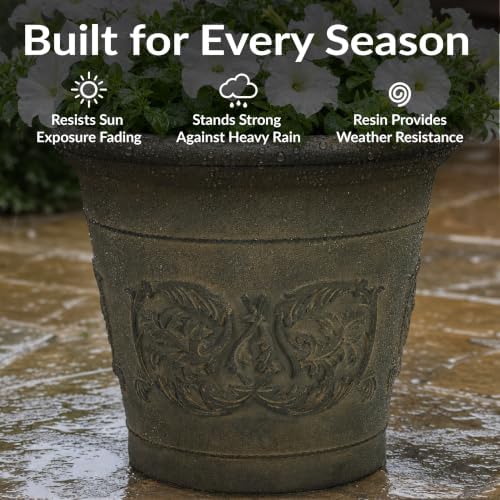 Sunnydaze Arabella 19.5'' Plastic Planter Pot for Plants, Sable, 4pk - Image 2