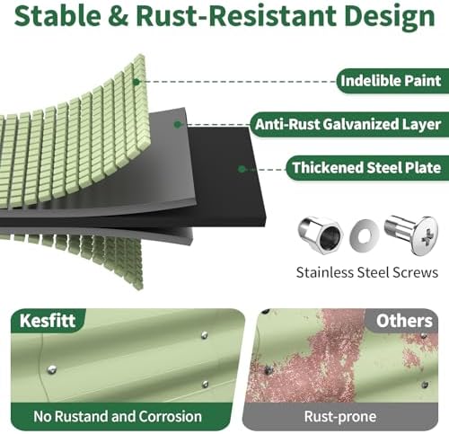 Kesfitt Raised Garden Bed, 5x2x1 FT Galvanized Steel Metal Raised Garden Bed, Oval Open-Bottom Design, 12-Inch Deep for Outdoor Vegetable & Herb Gardening, Fruit Green - Image 2