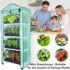 Mini Indoor Greenhouse, 4-Tier Portable Plant Greenhouse Cabinet with Wheels, Waterproof PVC Tent Cover for Indoor Outdoor Seed Starting, Plants, Flowers (Green, 4 Tier) - Image 4