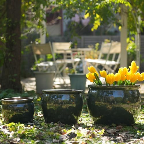 Ceramic Planters Set, 15/12/9 in Large Flower Pots, Blue Green - Image 5