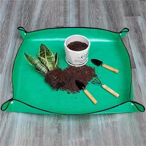 1Pcs Planting Mat 66cm-100cm Gardening Potting Pad Foldable Waterproof Garden Plant Flower Pot Transplanting Mats for Indoor Plant Repotting(100x100cm-Yellow) - Image 2