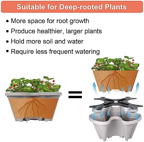 GameXcel Vertical Planter Tower - 7 Tier Stackable Garden Planters with Wheels and Tools Plant Pots for Strawberry Herb Flower and Vegetable Indoor Outdoor Use Gray 2 Pack - Image 6