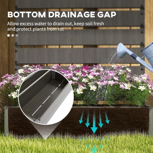 Outsunny Raised Garden Bed with Trellis, 35.75" x 15" x 70.75", Dark Gray - Image 5