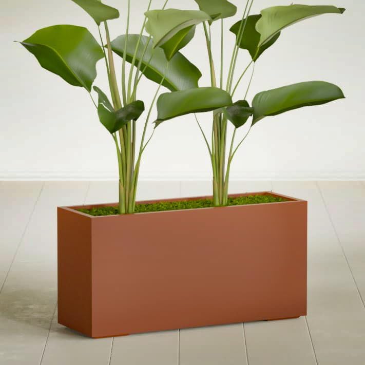 Greenline Leo Tall Rectangular Fiberglass Planter, Outdoor Planter Box - Image 2
