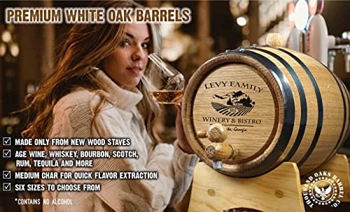 Personalized Oak Aging Barrel, 1 Gallon, 5 Liter, Vineyard Bistro Design - Image 2
