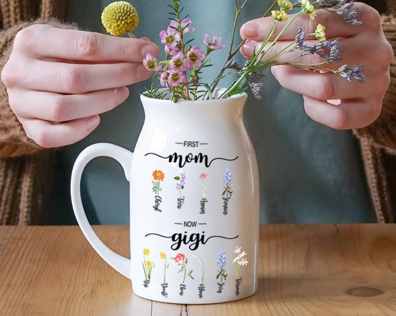 Gigis Birth Month Garden Flower Vase, Gigis Garden, Nanas Garden, Gigi Gars Den, Gigi Plant Pot, Customized Flower Garden Vase Gift for Mom Nana Mimi Grandma Mom Mommy - Image 4